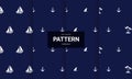 Set of  blue nautical seamless patterns on white background. Vector seamless texture Royalty Free Stock Photo