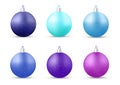 Set of blue New Year balls