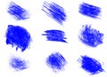 Set of blue paint smears and strokes brushes Royalty Free Stock Photo