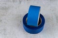 Set of blue painter plastic duct tape Royalty Free Stock Photo