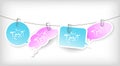 Set of blue and pink stickers. Royalty Free Stock Photo