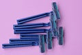 a set of blue plastic razors Royalty Free Stock Photo