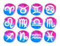 Set of Blue Purple zodiac signs