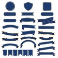 Set of blue ribbon baner