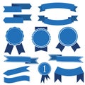 Set of blue ribbon banner icon Royalty Free Stock Photo
