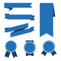 Set of blue ribbon banner icon Royalty Free Stock Photo
