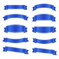 Set of blue ribbon banner icon Royalty Free Stock Photo