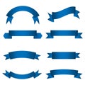 Set of blue ribbon banner icon Royalty Free Stock Photo