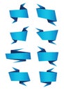 Set of blue ribbon banner icon Royalty Free Stock Photo