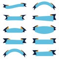 Set of blue ribbons banners on white background