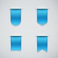 Set of blue ribbons different shapes