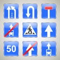 Set of blue road signs