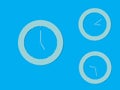 A set of blue round clocks with different times for logo and icon Royalty Free Stock Photo