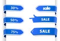 Set of blue sale labels. Royalty Free Stock Photo