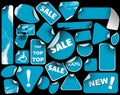 Set of blue sale labels (grunge)