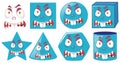 Set of blue shaped expressions