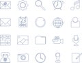 set of blue simple outline icons