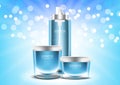 Set of Blue skin care vector cosmetic ads template