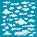 Set of blue sky, clouds. icon shape. different. Collection label, symbol. Graphic element vector. design for logo, web and print. Royalty Free Stock Photo