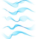 Set of blue smoke wave design element Royalty Free Stock Photo