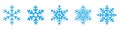 Set of blue snowflake icons isolated on white background Royalty Free Stock Photo