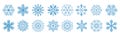 Set blue snowflake line icons, ice crystal snowflakes - vector