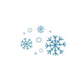 A set of blue snowflakes. Drawing in a doodle. Vector Illustration by hand. Symbol weather Royalty Free Stock Photo