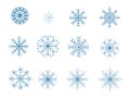 A set of blue snowflakes of various shapes. Vector illustration Royalty Free Stock Photo