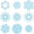 Set of blue snowflakes