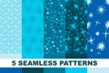 Set of blue star seamless pattern. Vector Royalty Free Stock Photo