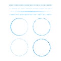 Set of blue vector borders and round frames made with dots and circles, collection of design elements Royalty Free Stock Photo