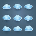 Set of blue vector cloud icons Royalty Free Stock Photo