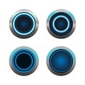 Set of multi-colored vector metal buttons