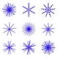 Set of blue vectors Snowflake. Royalty Free Stock Photo