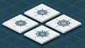 Set of isometric compass roses Royalty Free Stock Photo