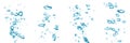 Set blue water bubble oxygen air, in underwater, Royalty Free Stock Photo