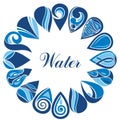 Set of blue water drop icons Royalty Free Stock Photo