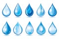 Set of blue water drops over white Royalty Free Stock Photo