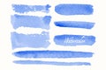 Set of blue watercolor blobs and spots