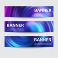 A set of blue wave vortex backgrounds for horizontal banners Royalty Free Stock Photo