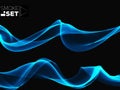 Set of blue waves flow smooth sky abstract background