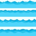 Set of blue waves, liquid icons, sea theme