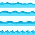 Set of blue waves, liquid icons, sea theme Royalty Free Stock Photo