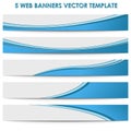 Set of 5 blue web business banners