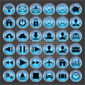 Set of blue web, multimedia and business icons Royalty Free Stock Photo