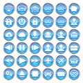 Set of blue web, multimedia and business icons Royalty Free Stock Photo