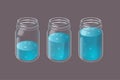 Set of blueberry lemonades in vintage glass jars