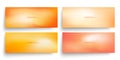 Set of blurred horizontal banners with bright orange colored gradients. Defocused abstract vibrant templates collection.