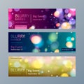 Set of blurry bokeh banners templates