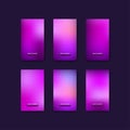 Set of blurry purple social media story background. Abstract gradient meshes with bright and dark colors. Modern screen vector